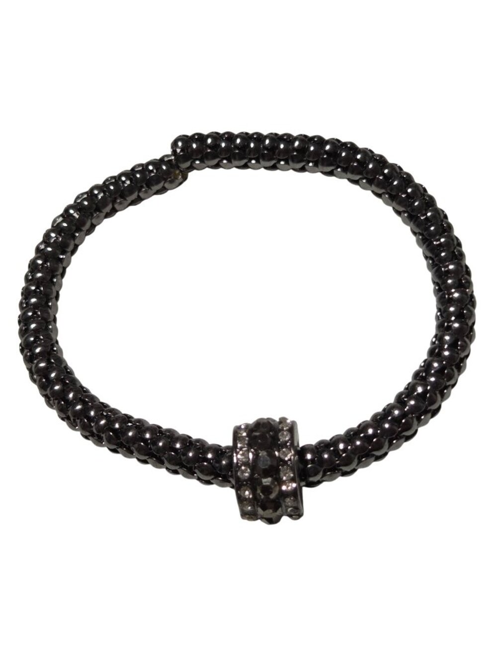 Elegant Black Beaded Stretch Bracelet Rhinestone Accent Bead Fashion Jewelry